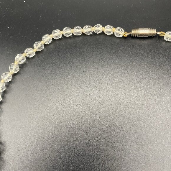 Vtg Necklace Faceted Crystals Graduated Beads 20" Hand Knotted 20" Cord Barrel - Picture 9 of 12